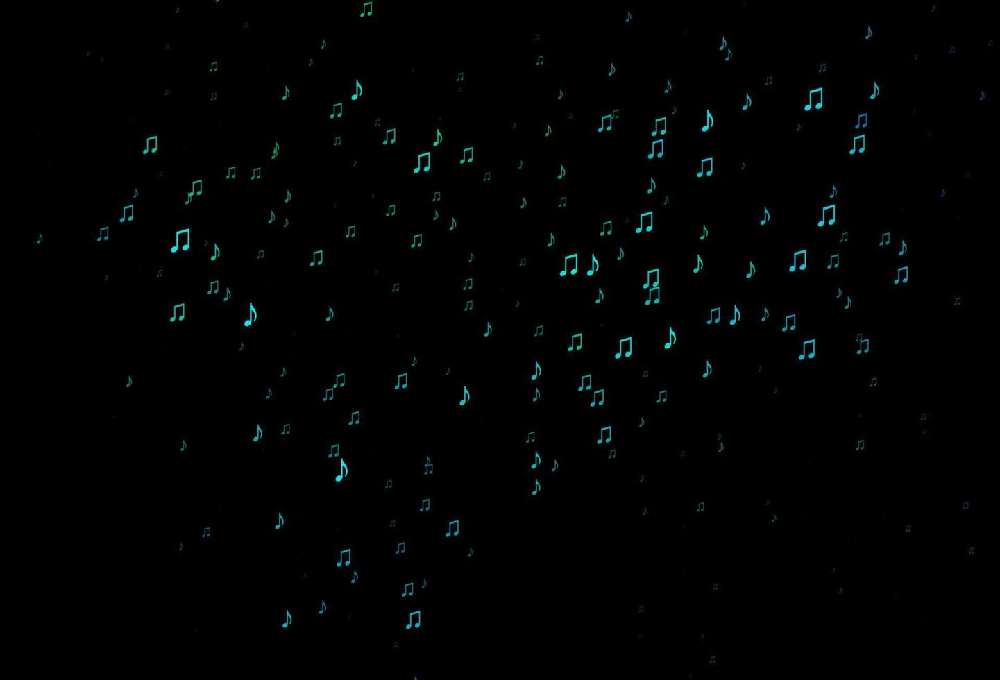 mörkblå, grön vektorbakgrund med musiksymboler. vektor