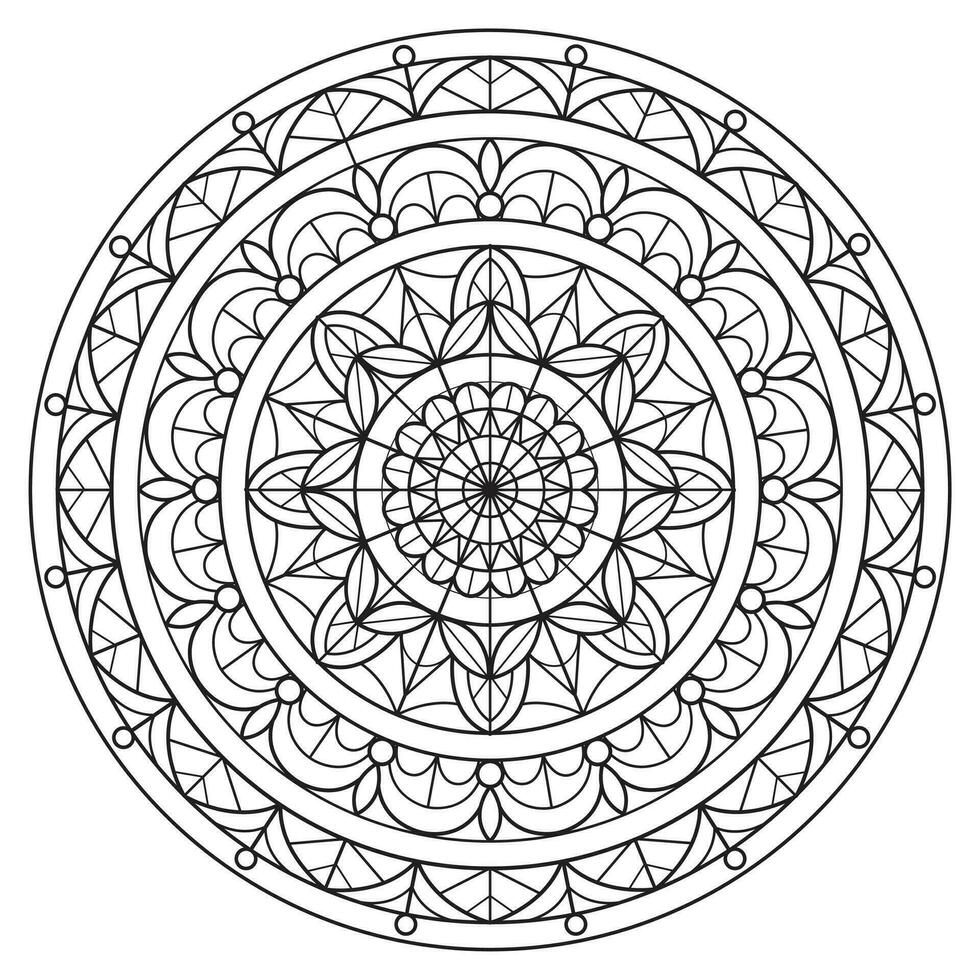 mandala lotus hand dragen för vuxen färg bok vektor