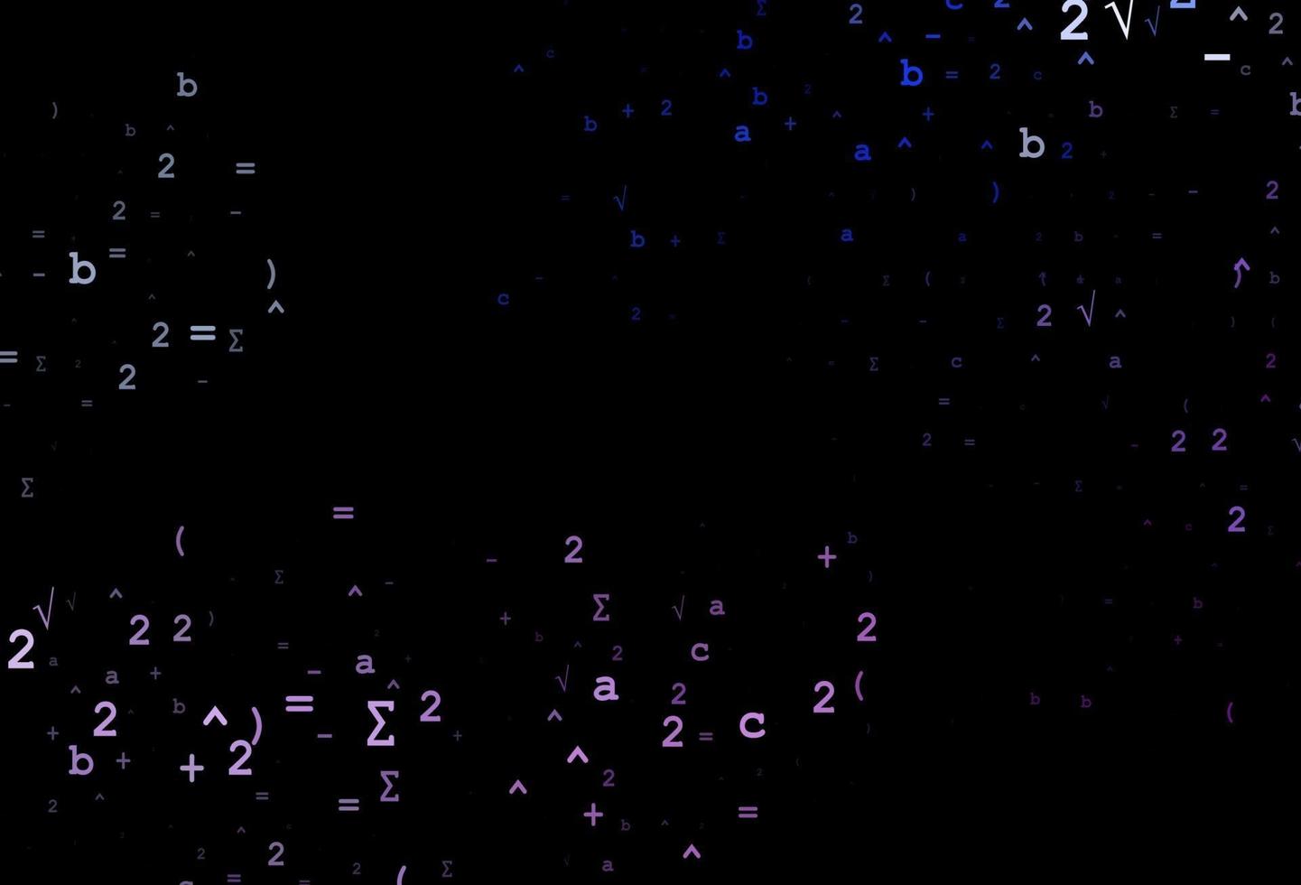 dunkelrosa, blauer Vektorhintergrund mit Ziffernsymbolen. vektor
