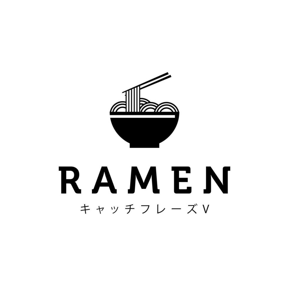 Ramen spaghetti eller japansk nudel logotyp årgång vektor illustration design, japanska mat affär, restaurang Ramen