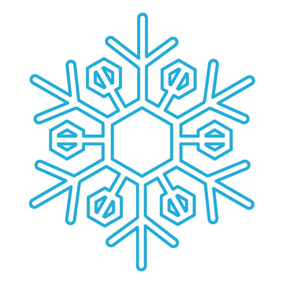 Winter Blau flauschige Schneeflocke dünn gestreichelt Symbol vektor