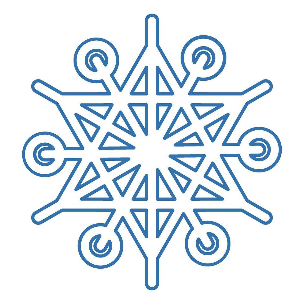 vinter- blå fluffig snöflinga tunn strök ikon vektor