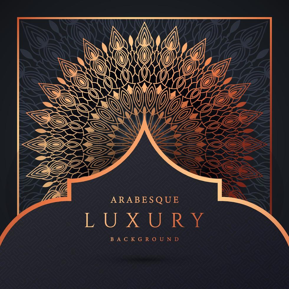 Luxus-Mandala-Hintergrund mit goldener Arabeskenmuster-Goldfarbe. Ornament elegante Einladung Hochzeitskarte, einladen, Arabeskenmuster, islamisch, Hintergrund Cover Banner Illustration Vektordesign vektor