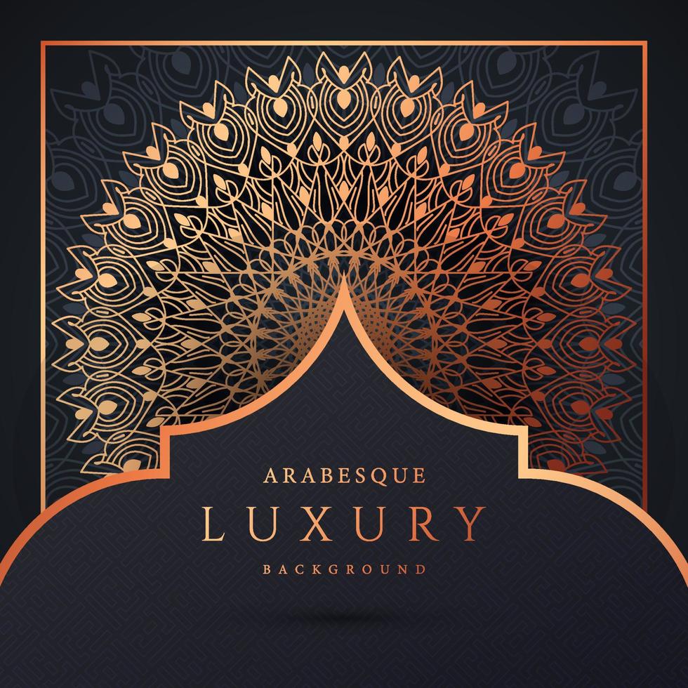 Luxus-Mandala-Hintergrund mit goldener Arabeskenmuster-Goldfarbe. Ornament elegante Einladung Hochzeitskarte, einladen, Arabeskenmuster, islamisch, Hintergrund Cover Banner Illustration Vektordesign vektor