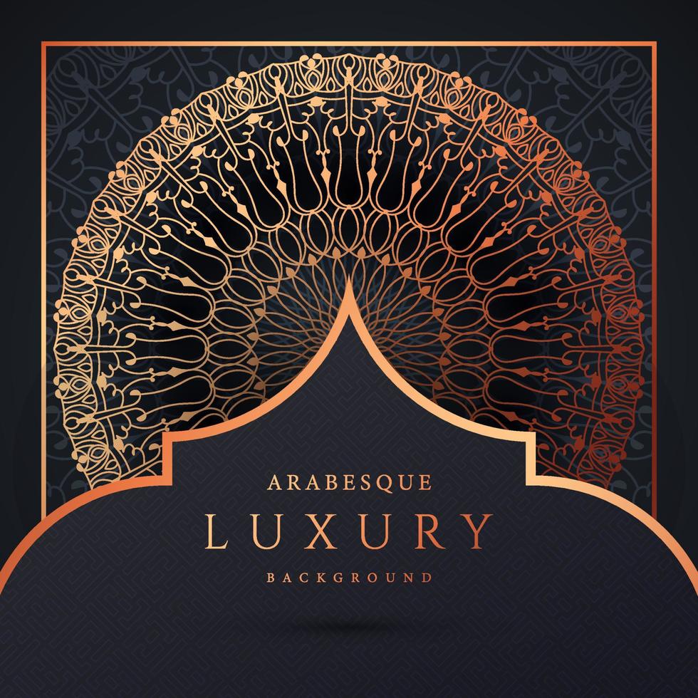 Luxus-Mandala-Hintergrund mit goldener Arabeskenmuster-Goldfarbe. Ornament elegante Einladung Hochzeitskarte, einladen, Arabeskenmuster, islamisch, Hintergrund Cover Banner Illustration Vektordesign vektor