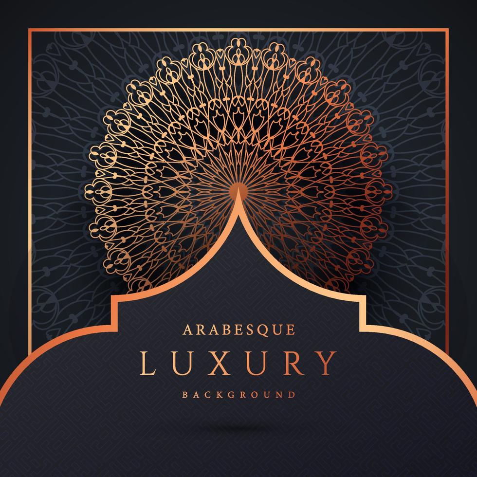 Luxus-Mandala-Hintergrund mit goldener Arabeskenmuster-Goldfarbe. Ornament elegante Einladung Hochzeitskarte, einladen, Arabeskenmuster, islamisch, Hintergrund Cover Banner Illustration Vektordesign vektor