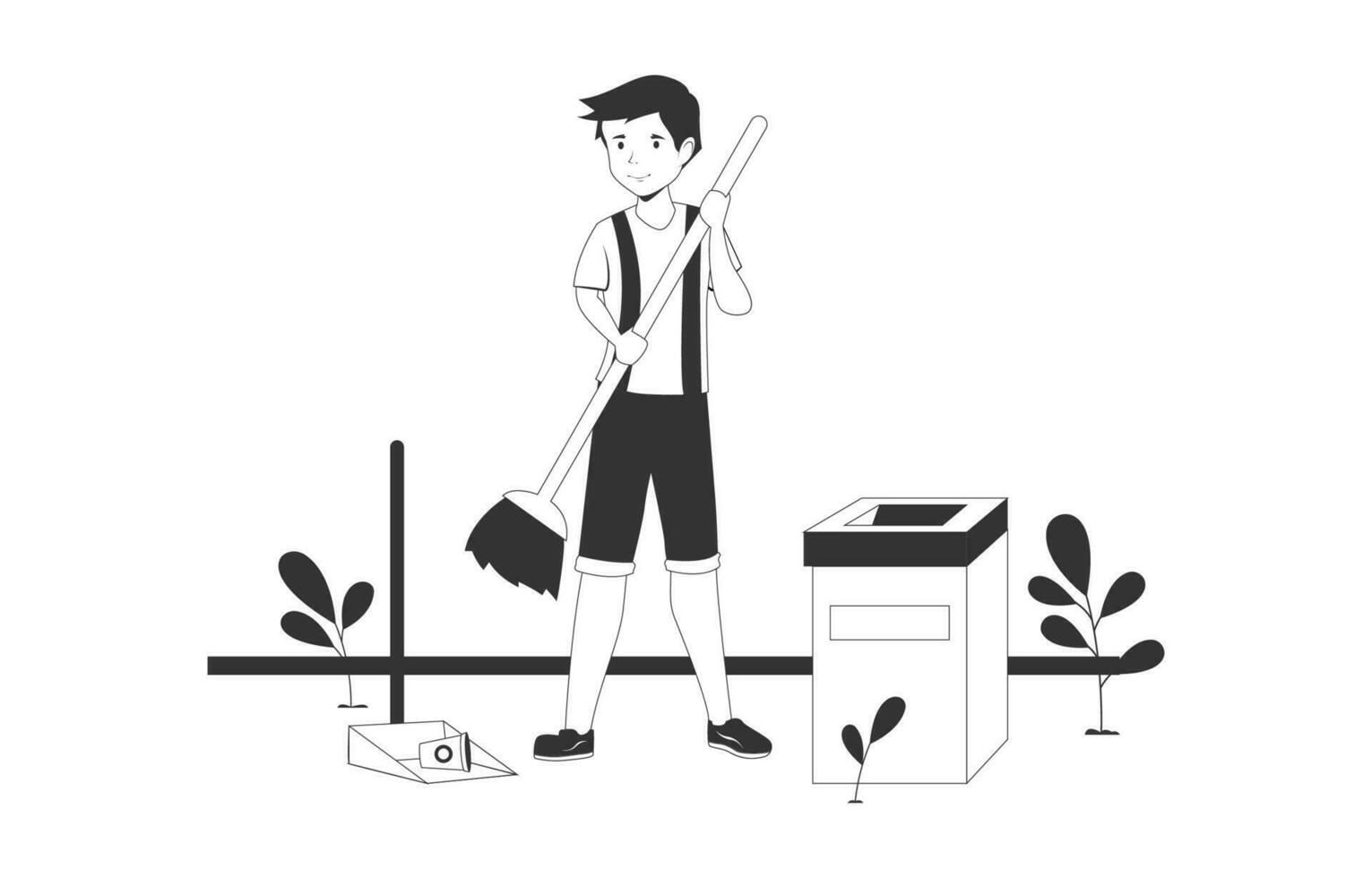 sauber Umgebung Lager Gliederung Vektor Illustration
