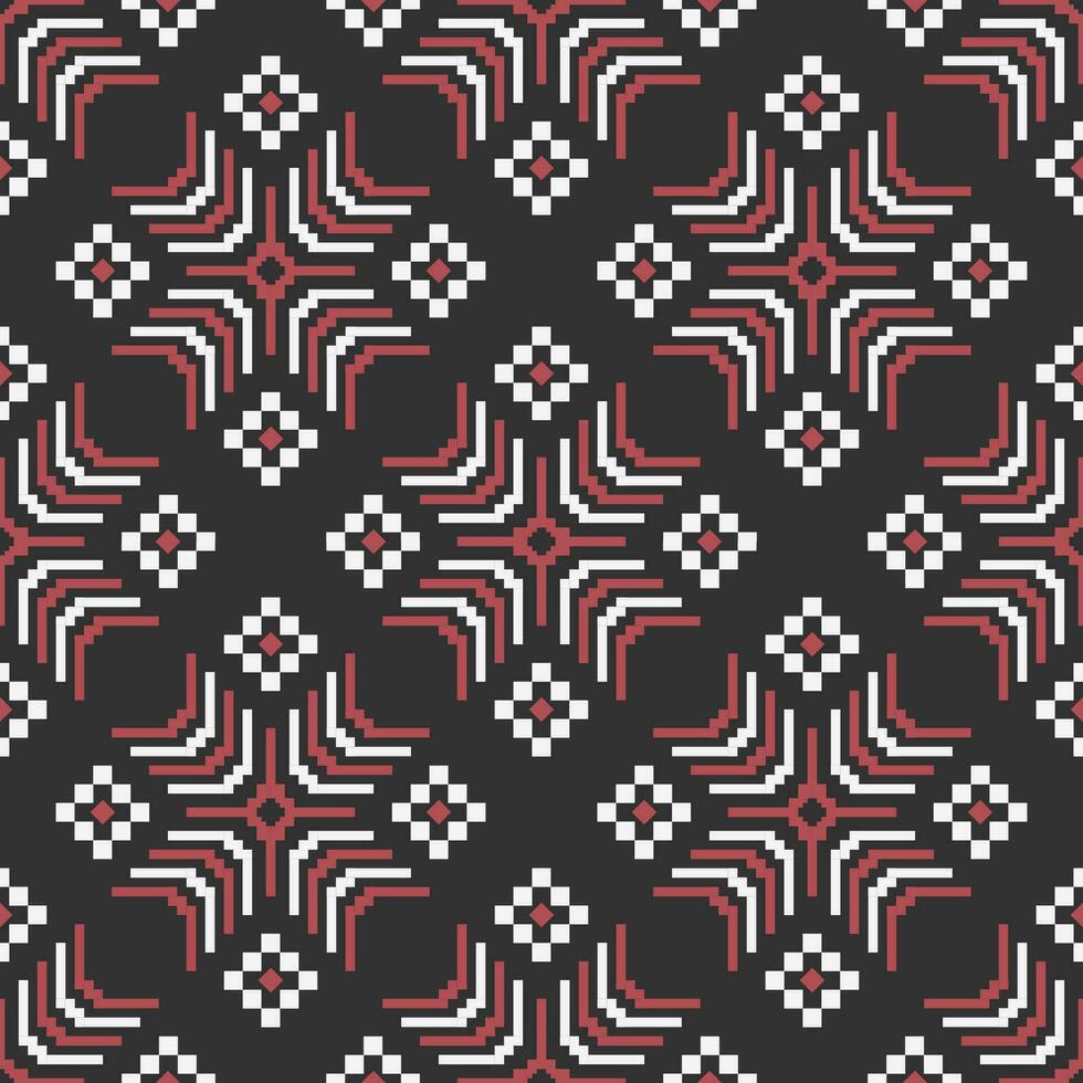 abstrakt Blumen- geometrisch Muster. abstrakt geometrisch Platz gestalten nahtlos Muster Pixel Kunst Stil. abstrakt geometrisch Muster verwenden zum Textil, Zuhause Dekoration Elemente, Polster, Verpackung. vektor