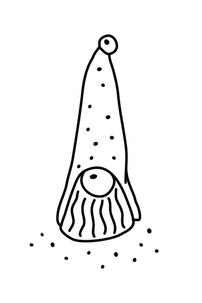 Gekritzel Gnom, Hand gezeichnet Zwerg mit Schnee. einfach Vektor Illustration zum Kinder Design oder Zeichnung