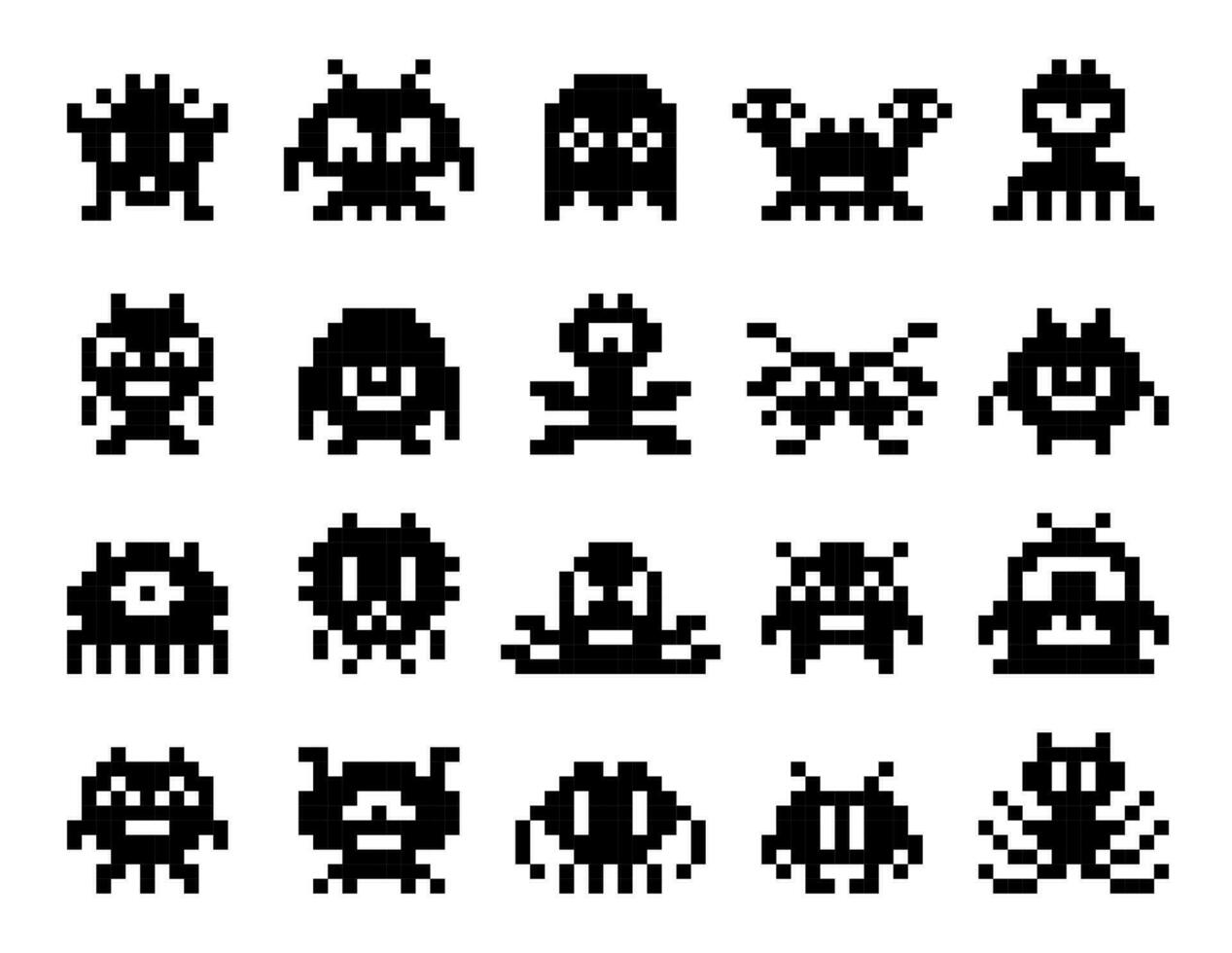 Arkade 8 bisschen retro Spiel Pixel Monster Zeichen vektor