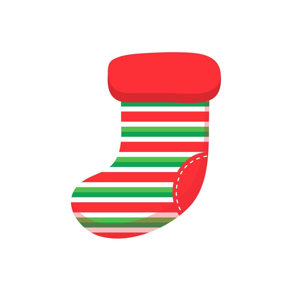 julstrumpor. röda och gröna strumpor med olika mönster för juldekorationer. vektor