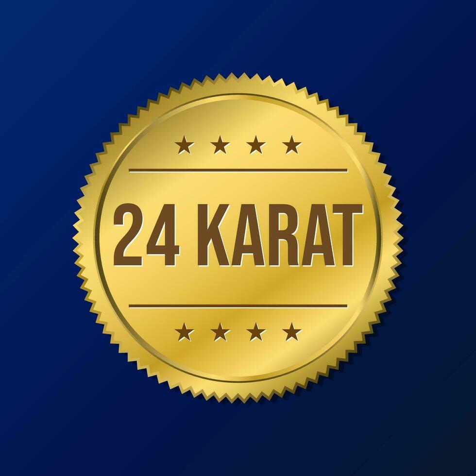 24 Karat Gold Reinheit Abzeichen Symbol Etikette Zeichen Design Vektor