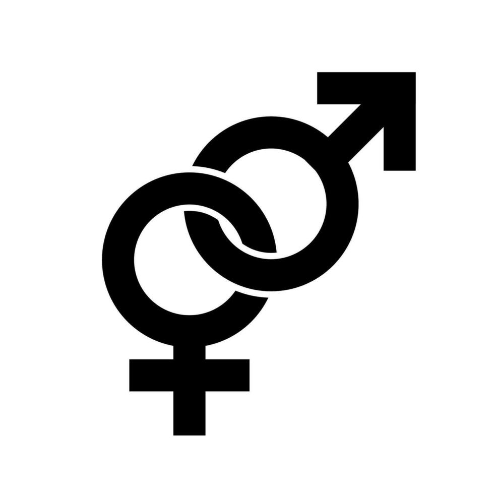 heterosexuell kön symbol, manlig och kvinna tecken isolerat på vit bakgrund. kön jämlikhet ikon. sexuell orientering begrepp. vektor illustration.