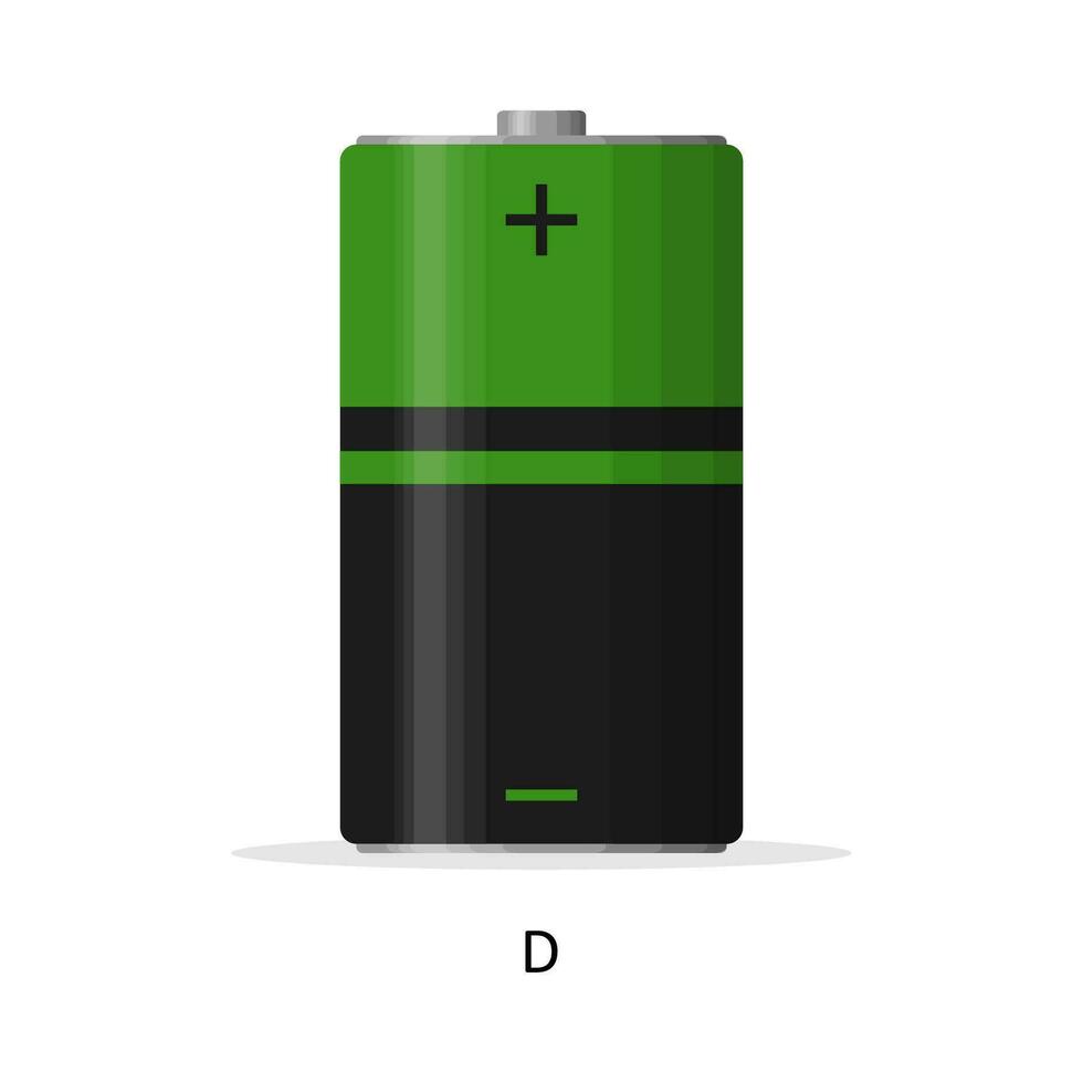 alkalisch Batterie d isoliert auf Weiß Hintergrund. wiederaufladbar Batterie Energie Lager Zellen eben modern Stil. Vektor Illustration.