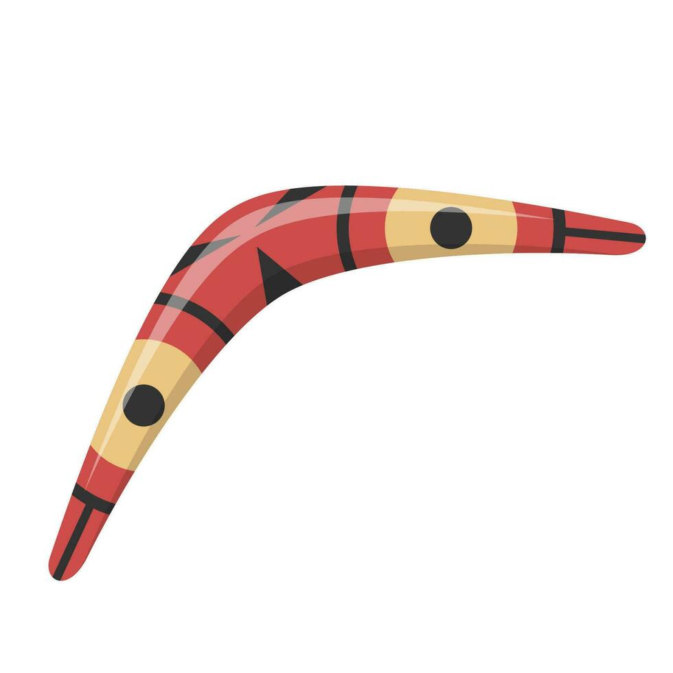 traditionell hölzern Boomerang Symbol isoliert auf Weiß Hintergrund. australisch einheimisch Jagd und Sport Waffe. Ureinwohner hölzern Boomerang. Vektor Illustration.