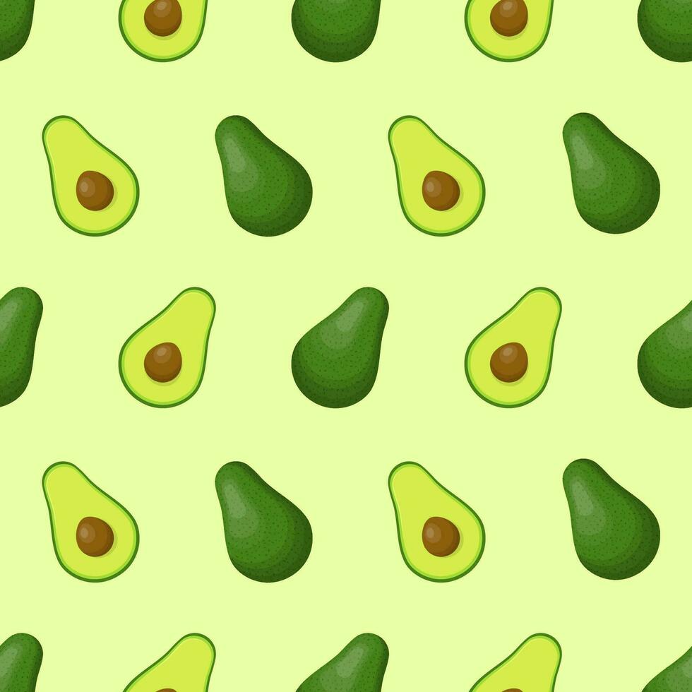 Avocado ganze und Hälfte nahtlos Muster zum Textilien, Drucke, Kleidung, Decke, Banner und mehr. gesund Essen Hintergrund. Sommer- Früchte zum ein gesund Lebensstil. organisch Früchte. Vektor Illustration.