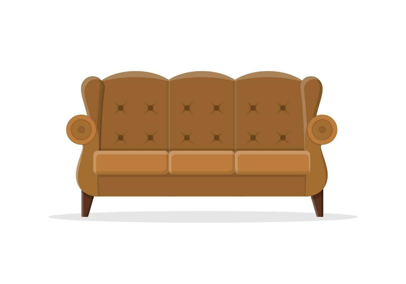 stilvoll komfortabel Sofa im eben Stil isoliert auf Weiß Hintergrund. Couch Innere von ein Leben Zimmer oder Büro. Sanft Möbel zum sich ausruhen und Entspannung heim. Vektor Illustration.