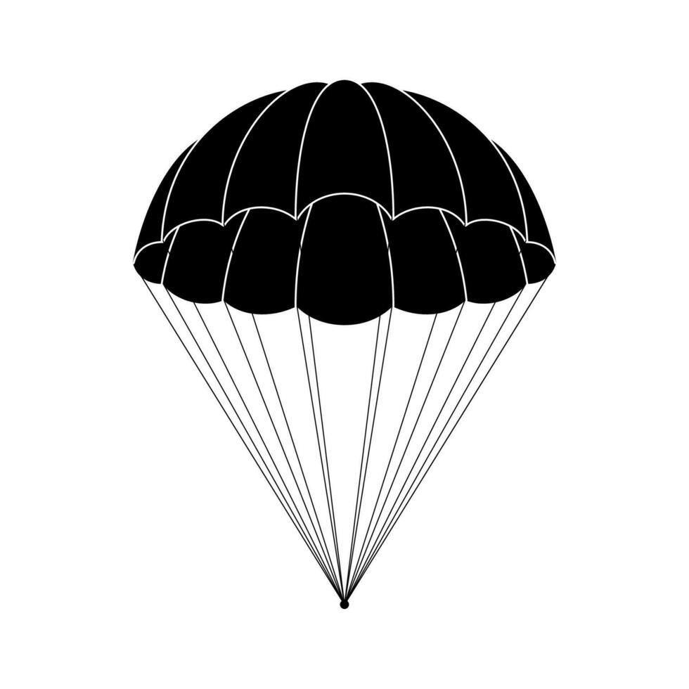 Fallschirm Symbol isoliert auf Weiß Hintergrund. kostenlos Abstammung und Flug im Raum Lieferung Geschenke und Waren mit plötzlich angenehm Überraschung Hilfe. Vektor Illustration.