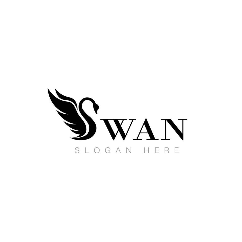 Schwan Logo Anime Design Symbol Schönheit Geschäft natürlich vektor