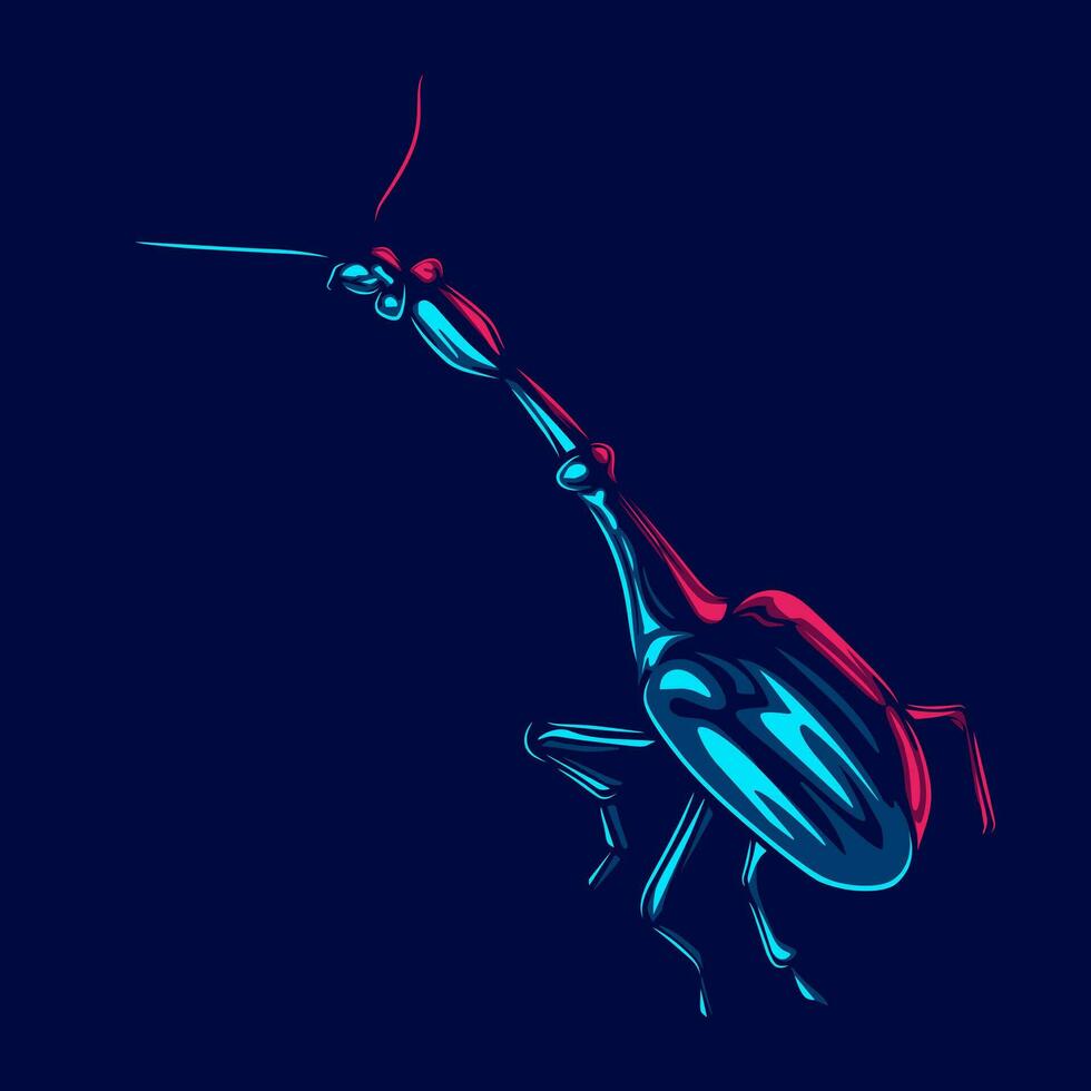 skalbagge logotyp neon linje konst porträtt färgrik design med mörk bakgrund. abstrakt vektor illustration. skalbaggar insekter typ.
