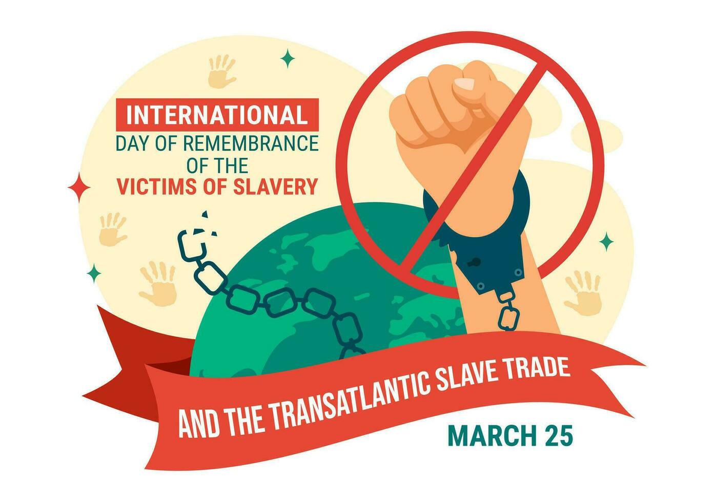 International Tag von Erinnerung von das die Opfer von Sklaverei und das transatlantisch Sklave Vektor Design Illustration zu gegen Handel im Personen