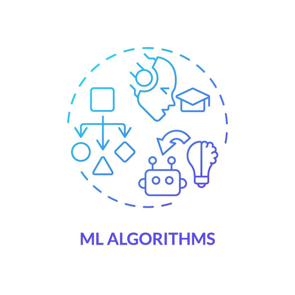 2d Gradient ml Algorithmen Symbol, isoliert Vektor, ai Ingenieur kreativ dünn Linie Illustration vektor