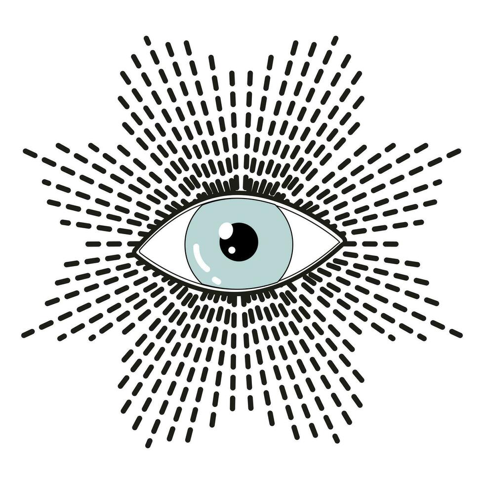 Auge von Vorsehung. freimaurerisch Symbol. heilig Geometrie, Religion, Spiritualität, Okkultismus. alle Sehen Auge Innerhalb Dreieck Pyramide. Vektor Illustration.