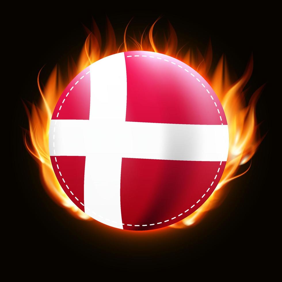 Dänemark-Flagge auf Feuerhintergrund. Landeswappen. Vektor-Illustration vektor