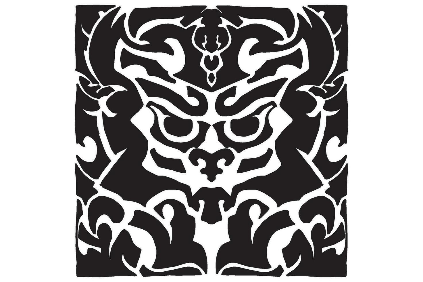 fyrkant demon monster emblem tatuering vektor