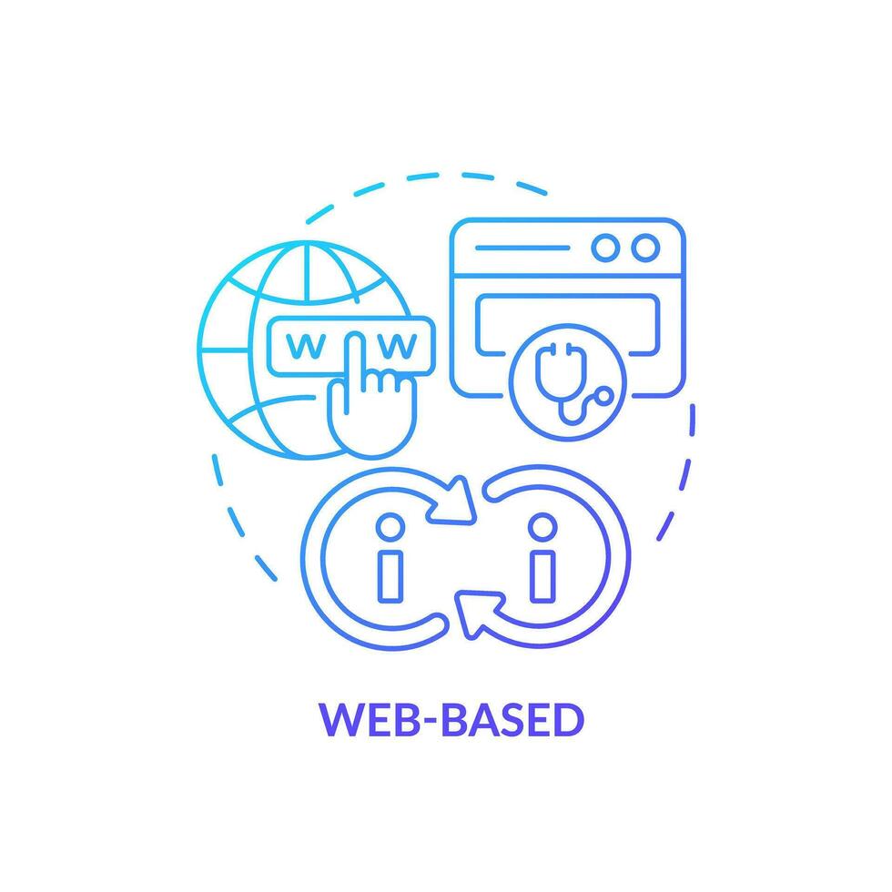 2d Gradient Blau webbasiert Symbol Konzept, isoliert Vektor, Gesundheit Interoperabilität Ressourcen dünn Linie Illustration. vektor