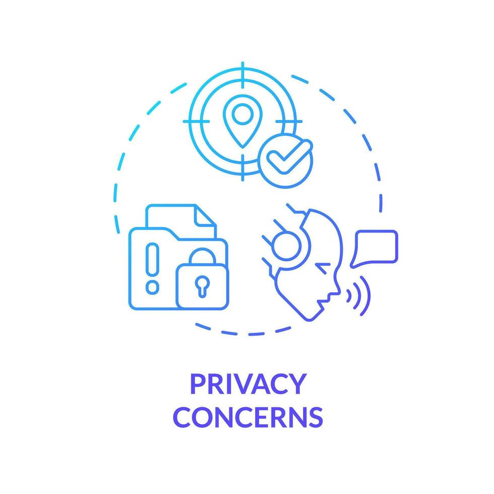 2d Privatsphäre Sorgen dünn Linie Gradient Symbol Konzept, isoliert Vektor, Blau Illustration Darstellen Stimme Assistent. vektor