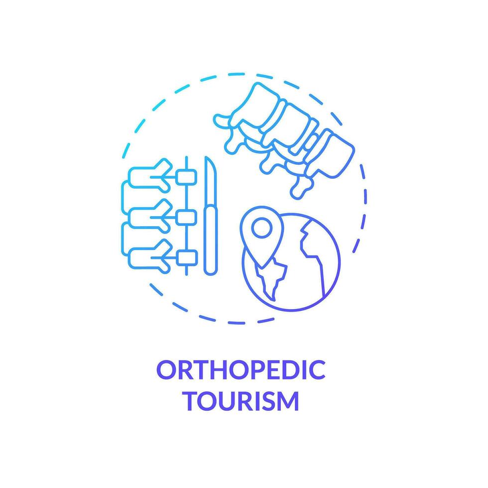 2d Gradient orthopädisch Tourismus Symbol, einfach isoliert Vektor, medizinisch Tourismus dünn Linie Illustration. vektor