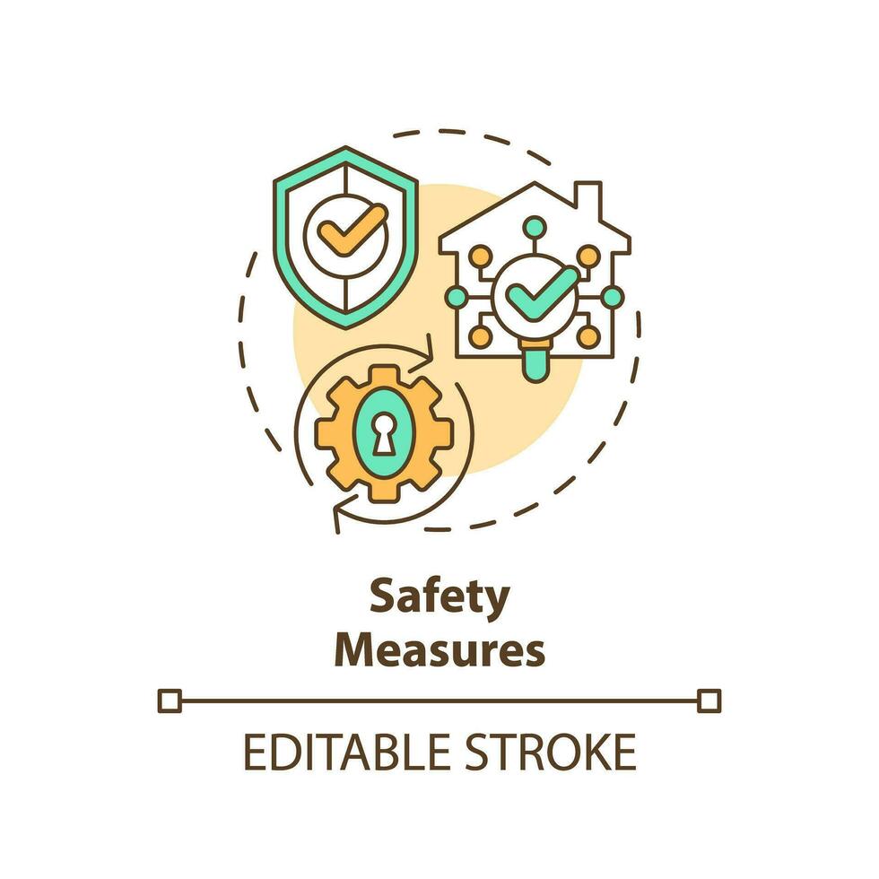 2d editierbar Sicherheit Maße Symbol Darstellen ziehen um Service, einfach isoliert Vektor, Mehrfarbig dünn Linie Illustration. vektor