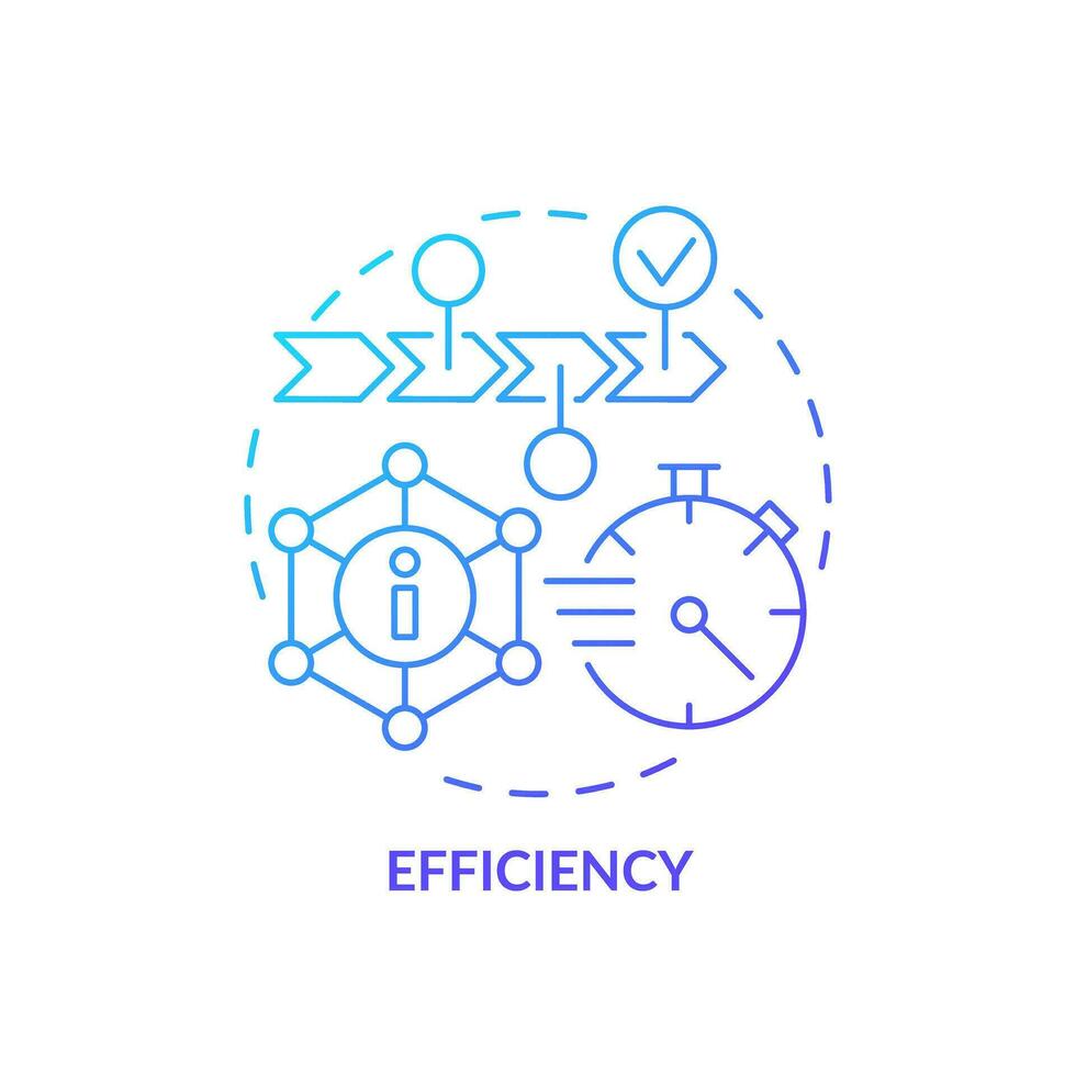 2d Gradient Blau Symbol Effizienz Konzept, isoliert Vektor, Gesundheit Interoperabilität Ressourcen dünn Linie Illustration. vektor