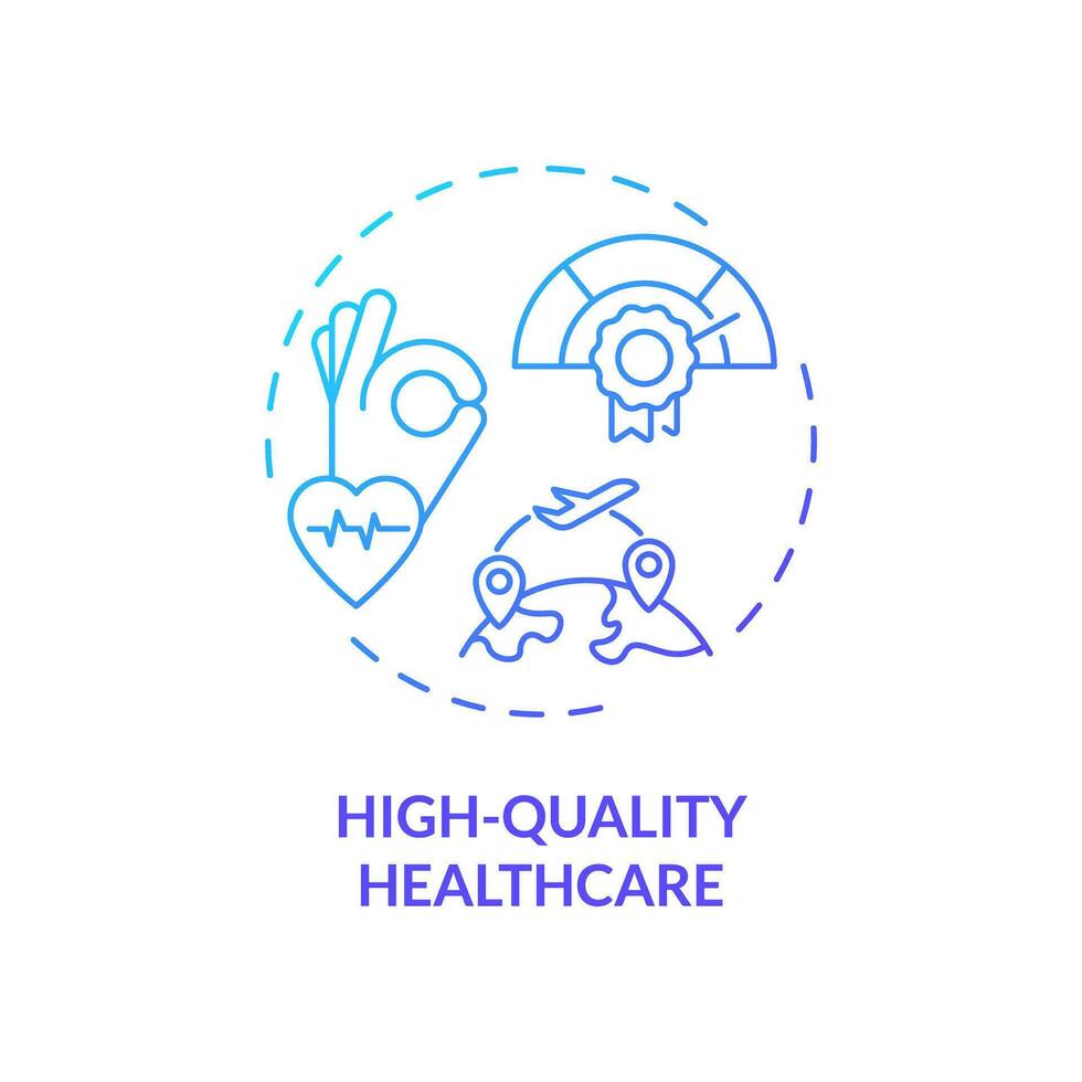 2d Gradient hoch Qualität Gesundheitswesen Symbol, einfach isoliert Vektor, medizinisch Tourismus dünn Linie Illustration. vektor