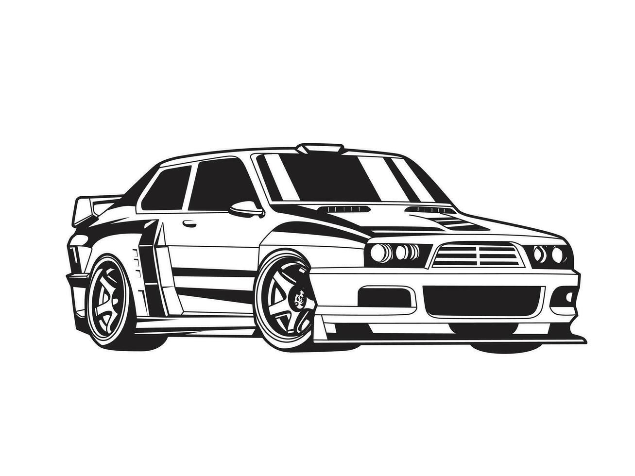 Sport Auto Linie Kunst Vektor Illustration