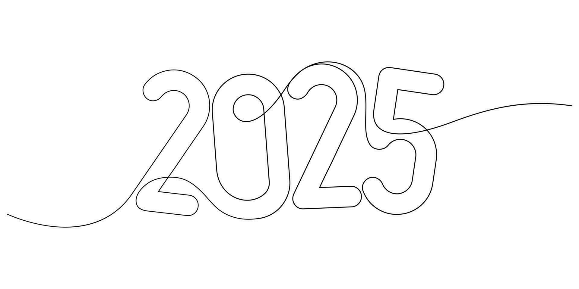 kontinuerlig linje teckning 2025 siffra design logotyp minimalism vektor