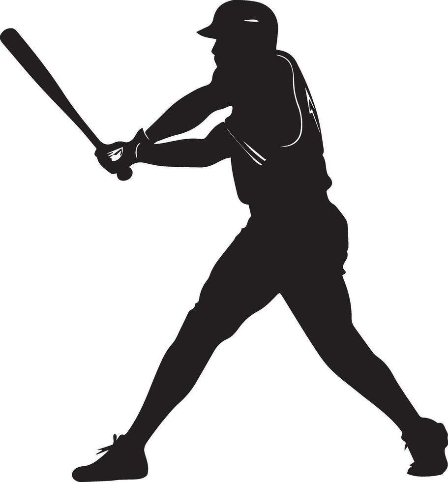 Baseball Spieler Vektor Silhouette, Silhouette, schwarz Farbe 4