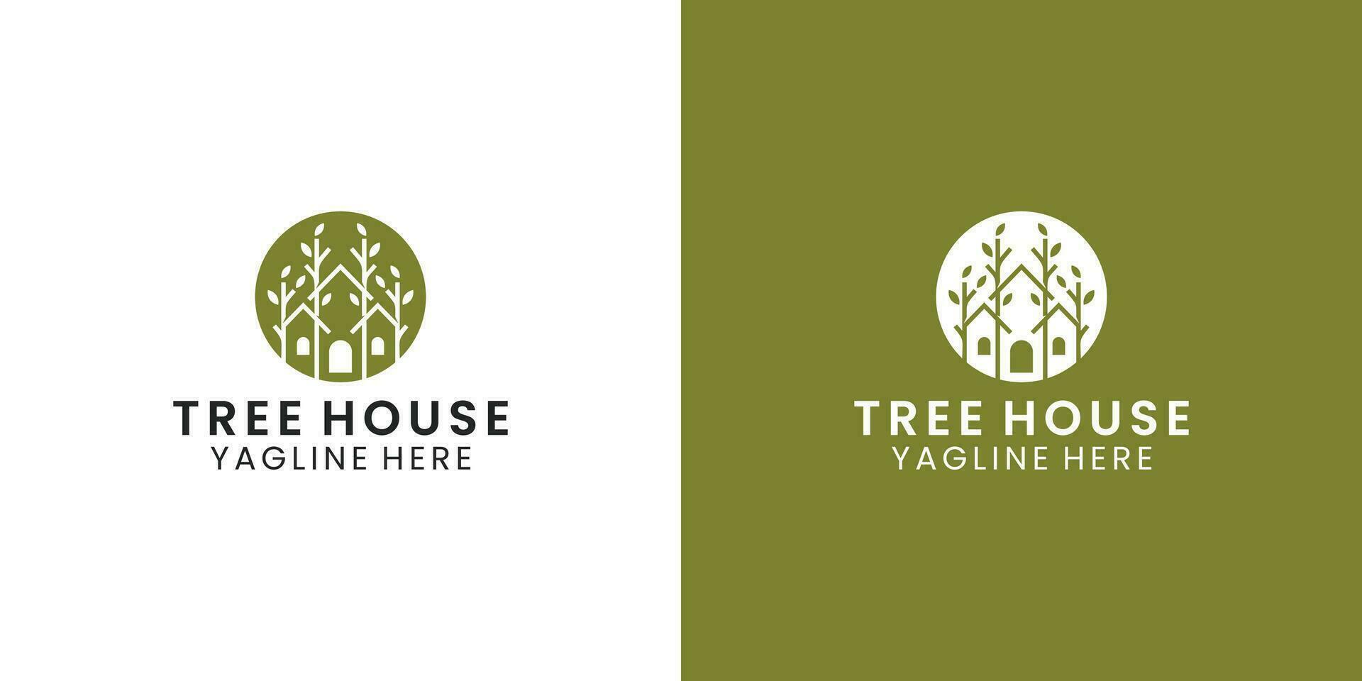 modern minimalistisch Baum Haus Logo Design vektor