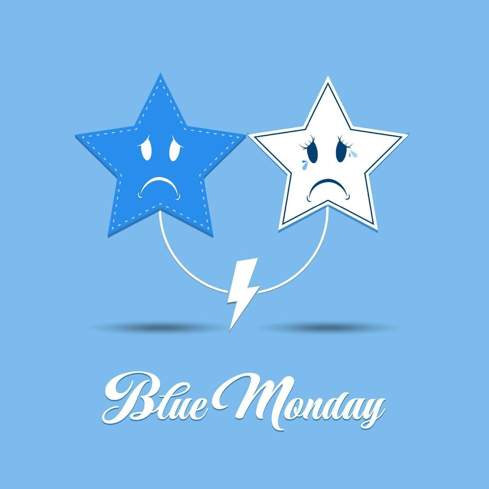 traurig Sterne Blau Montag Design vektor