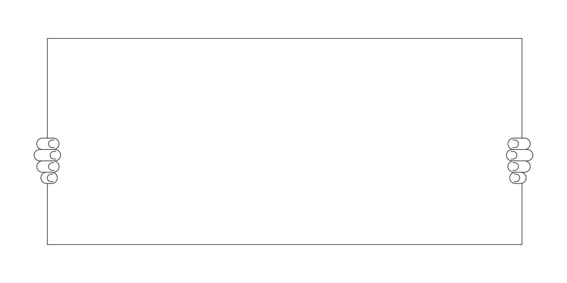 innehav tom plakat tecknad serie mänsklig händer översikt illustration. bärande tömma tecken översikt 2d isolerat svart och vit vektor bild. protest demonstration platt enfärgad teckning klämma konst
