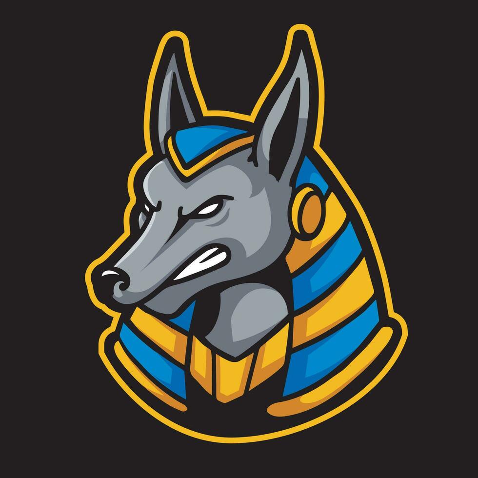 Anubis e Sport Logo mit ein ernst aussehen vektor