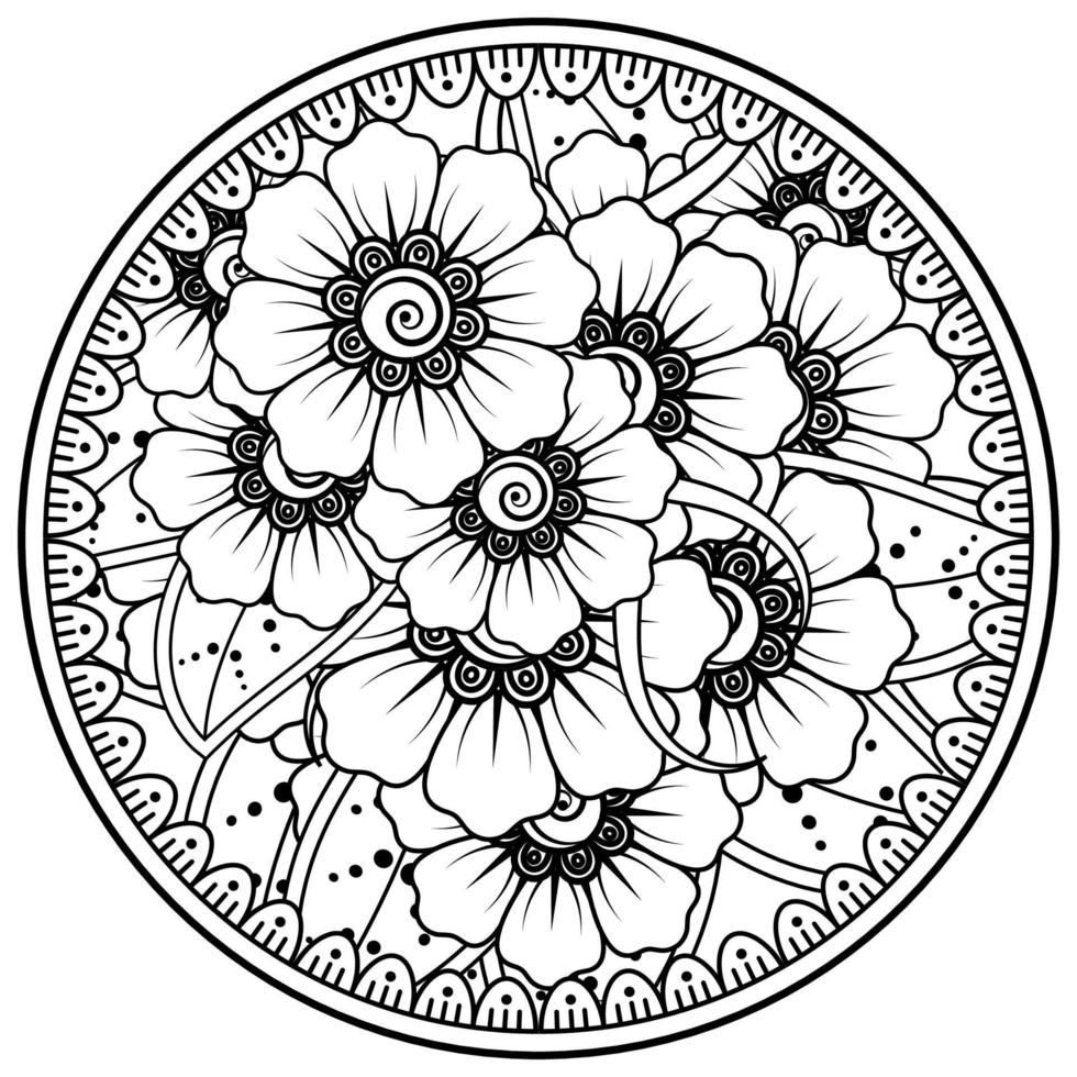 cirkulärt mönster i form av mandala med blomma för henna, mehndi, tatuering, dekoration. vektor