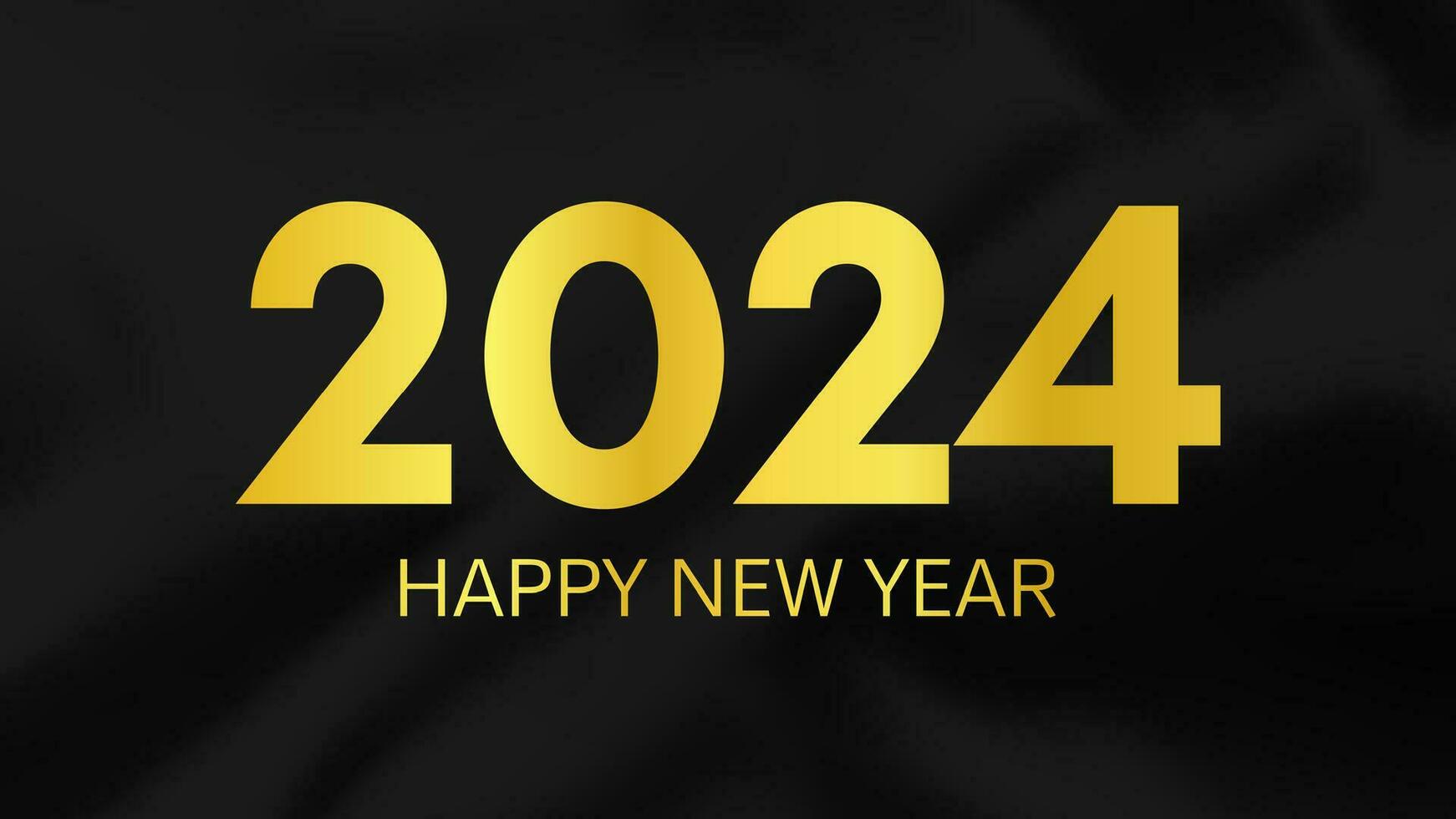2024 Lycklig ny år på mörk silke bakgrund vektor