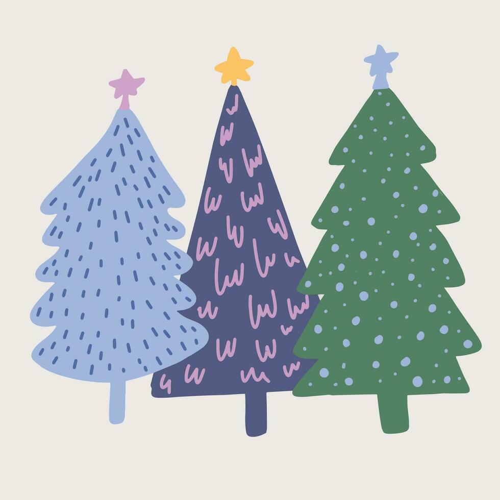 flerfärgad abstrakt jul träd isolerat på vit bakgrund vektor