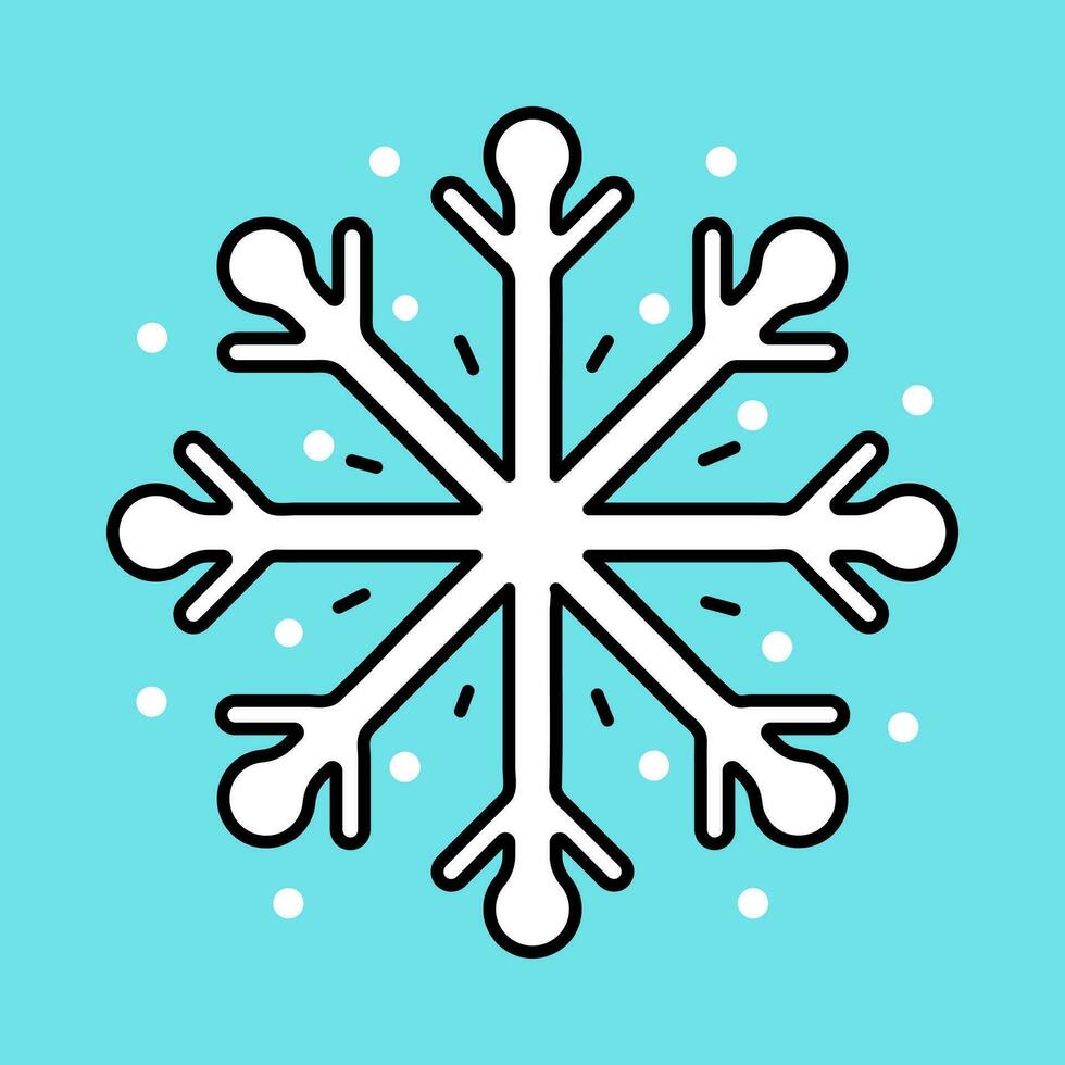 snöflinga linje ikon i tecknad serie stil. linjär tecken, vinter- symbol, logotyp. snöflinga översikt vektor ikon. vektor design element
