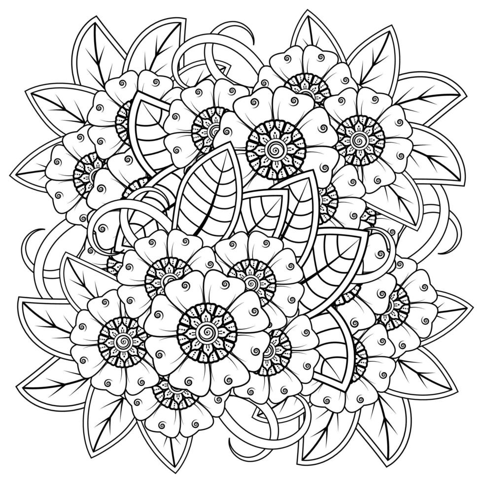 Mehndi Blume dekorative Ornament im ethnischen orientalischen Stil, Doodle Ornament, Umriss Hand zeichnen. Malbuchseite. vektor