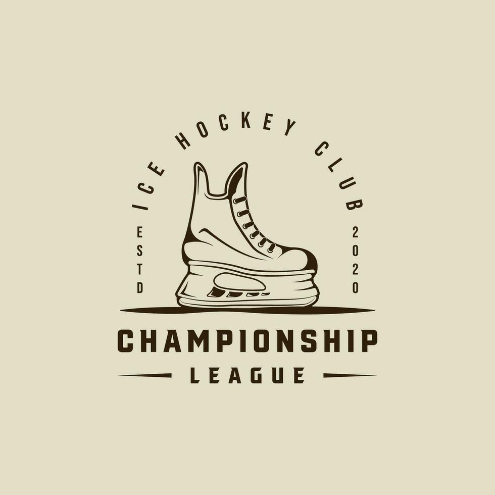 is hockey skor logotyp linje konst vektor årgång illustration mall ikon grafisk design. vinter- sport tecken eller symbol för klubb och turnering skjorta skriva ut stämpel med typografi stil begrepp