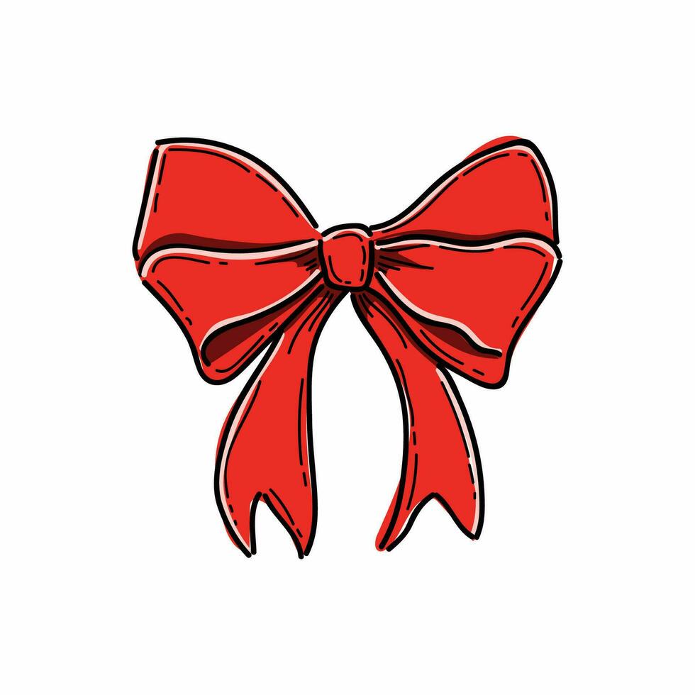 dekorativ rot Bogen mit horizontal rot Schleife. Vektor Bogen zum Seite Dekor isoliert auf Weiß Illustration Vektor Design