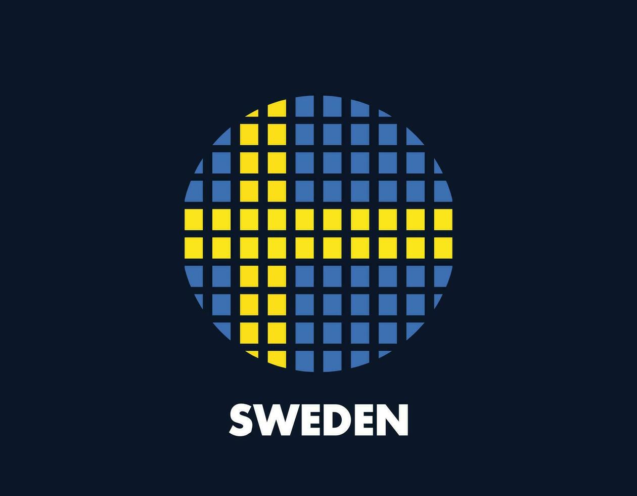 de Sverige runda flagga ikon. design flagga med de arrangemang av kvadrater den där form en cirkel. flagga med blå och gul. vektor